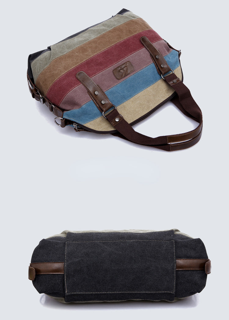 Rainbow Design Canvas Shoulder Bags for Women K988-Handbags-The same as picture-Free Shipping Leatheretro