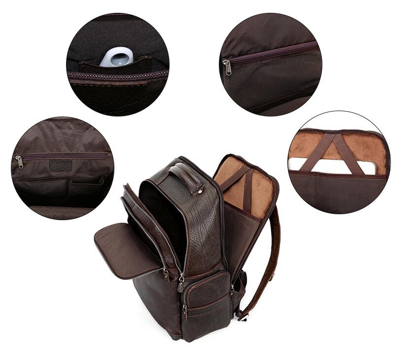 Cowhide Leather Leather Business Backpack for Men P0088-Black-Free Shipping Leatheretro