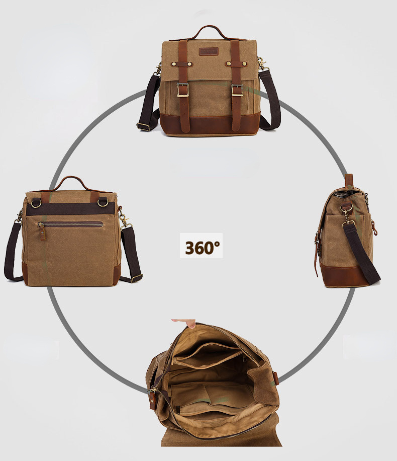 Retro Leather Canvas Business Bags for Men-Backpacks-Black-Free Shipping Leatheretro