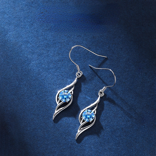 Fashion The Wings of The Angel Design Sterling Sliver Hook Earrings-Earrings-Blue-Free Shipping Leatheretro