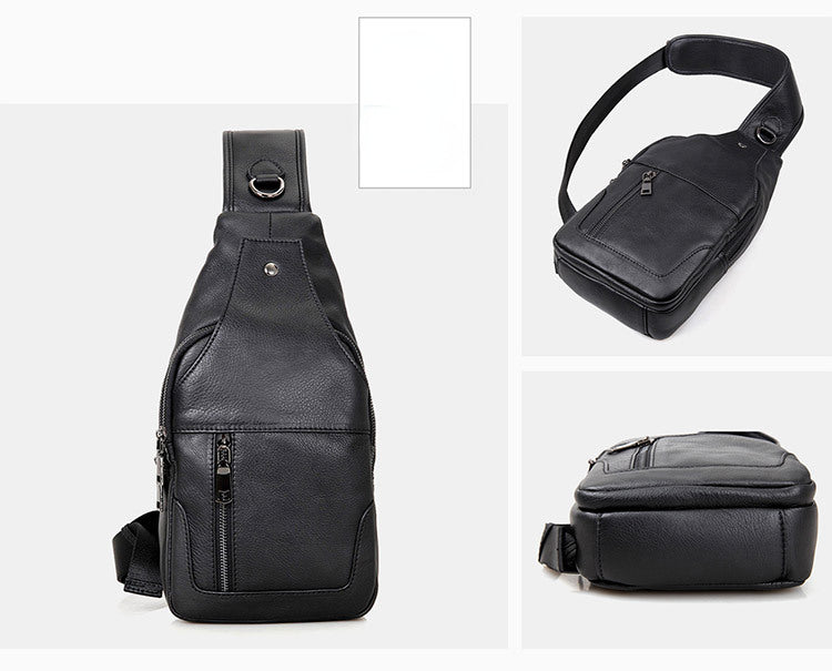 Cowhide Leather Chest Bags for Men 4004-Handbags-Black-Free Shipping Leatheretro