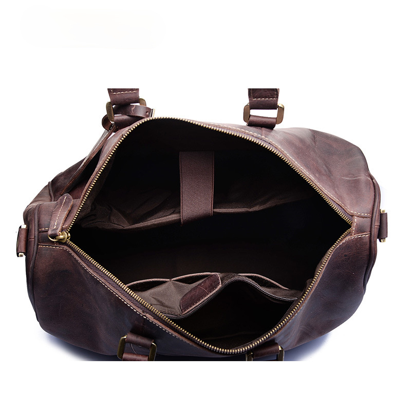 Retro Leather Portable Travel Duffle Bags D-8016-Leather Duffle Bags-Dark Brown-Free Shipping Leatheretro