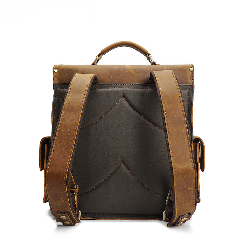 Vintage Men's Leather Computer Backpack P8057-Leather Backpack-Brown-Free Shipping Leatheretro