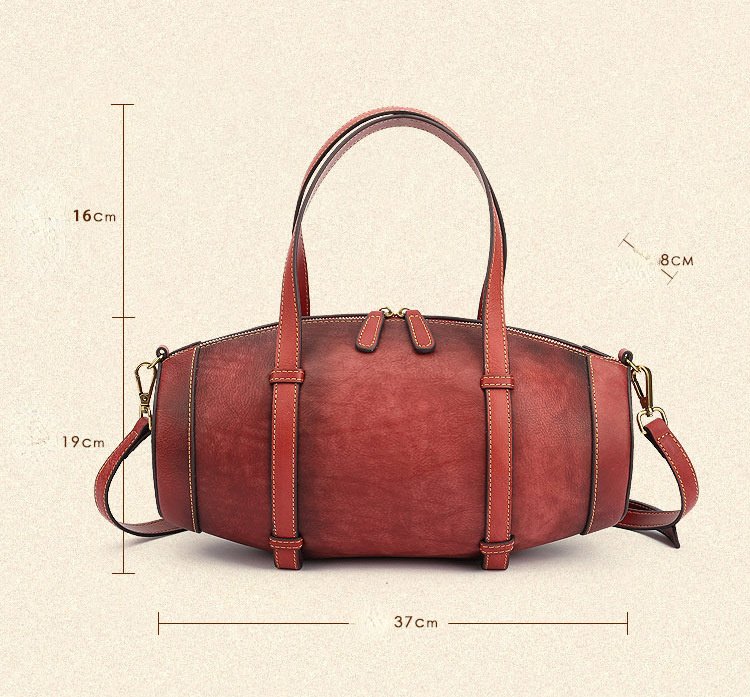 Vintage women Cowhide Leather Bucket Bag 3227-Leather Handbags for Women-Wine Red-Free Shipping Leatheretro