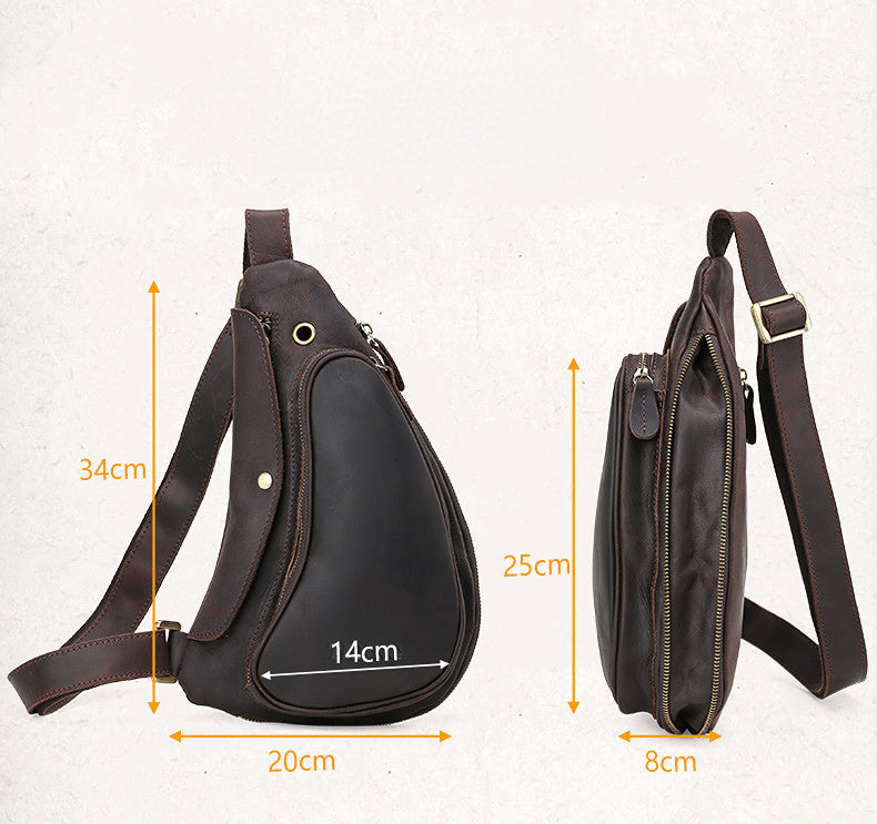 Large Storage Extendable Cowhide Leather Shoulder Bag for Cycling 3141-Bicycle Bags & Panniers-Dark Brown-Free Shipping Leatheretro