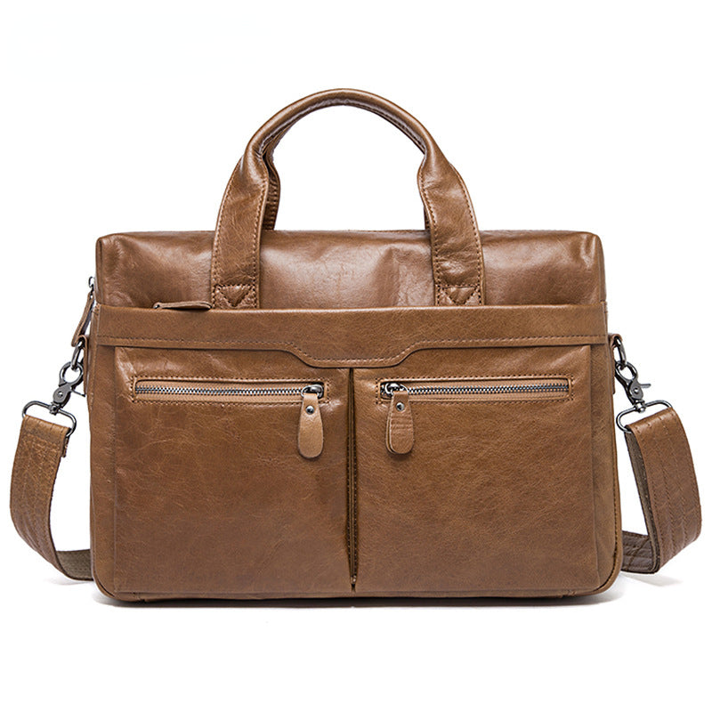 Retro Leather Business Briefcase for Men 9005-Briefcases-Brown-Free Shipping Leatheretro