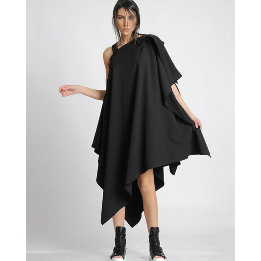 Casual Asymmetrical Designed Dresses-Dresses-Black-S-Free Shipping Leatheretro