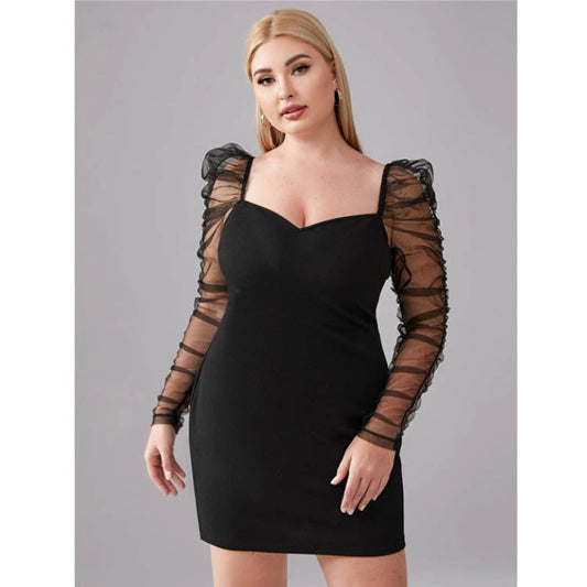 Black Tulle Plus Sizes Women Dresses-Dresses-Black-L-Free Shipping Leatheretro