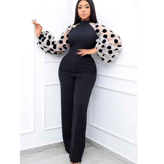 Sexy Stand Collar Long Sleeves Plus Sizes Jumpsuits-Suits-Black-S-Free Shipping Leatheretro