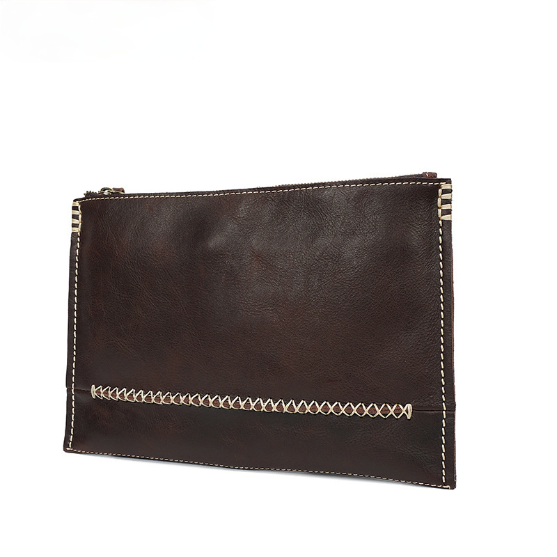 Men's Ultra Thin Leather Briefase Bag 8067-Leather bags for men-Brown-Free Shipping Leatheretro