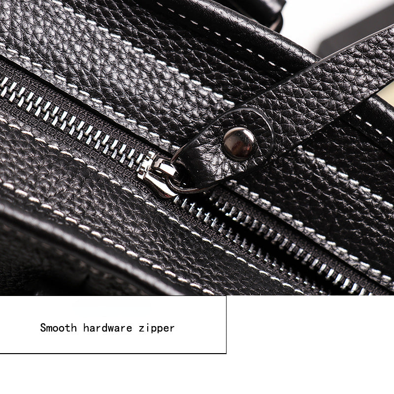 Black Cowhide Leather Business Computer Bags with Large Capacity 30242-Leateher Briefcase-Black-Free Shipping Leatheretro