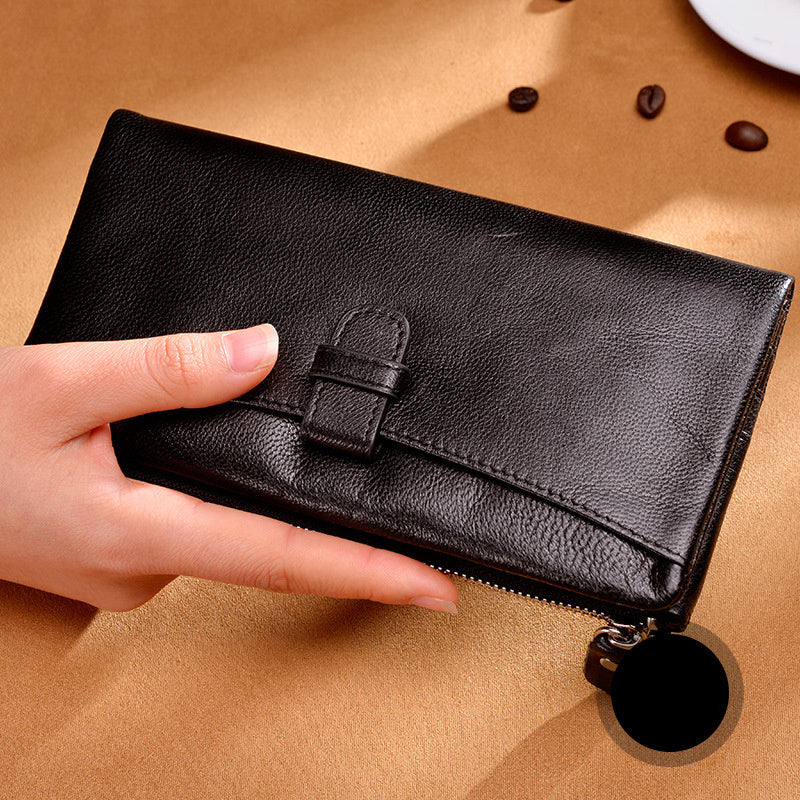 Large Storage Leather Double Long Wallets for Women 3482-Handbags, Wallets & Cases-Black-Free Shipping Leatheretro