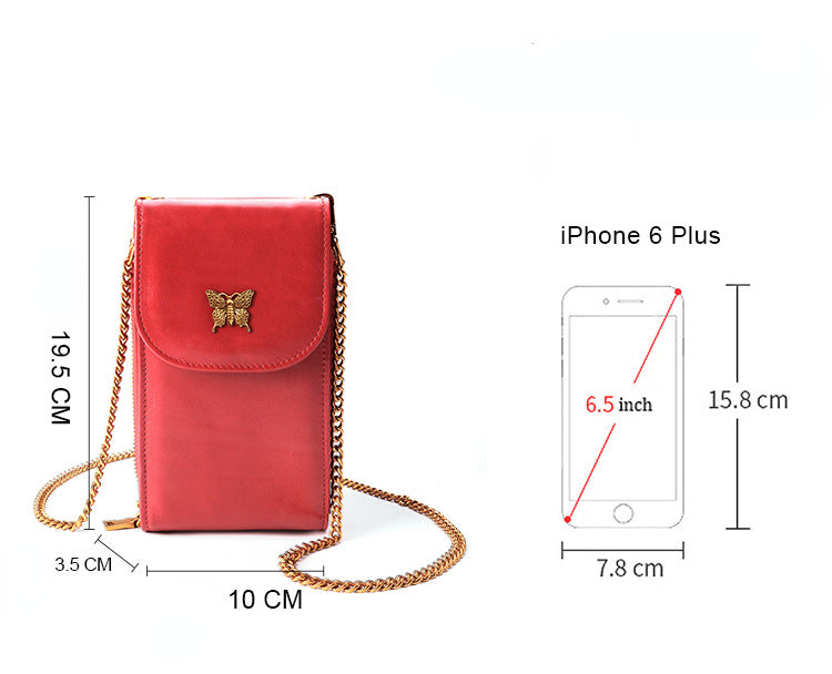 Vintage Chain Crossbody Leather Mini Cellphone Bags 8726-Handbag & Wallet Accessories-Red-Free Shipping Leatheretro
