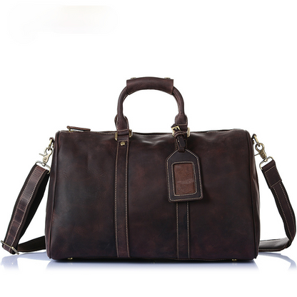Retro Leather Portable Travel Duffle Bags D-8016-Leather Duffle Bags-Dark Brown-Free Shipping Leatheretro