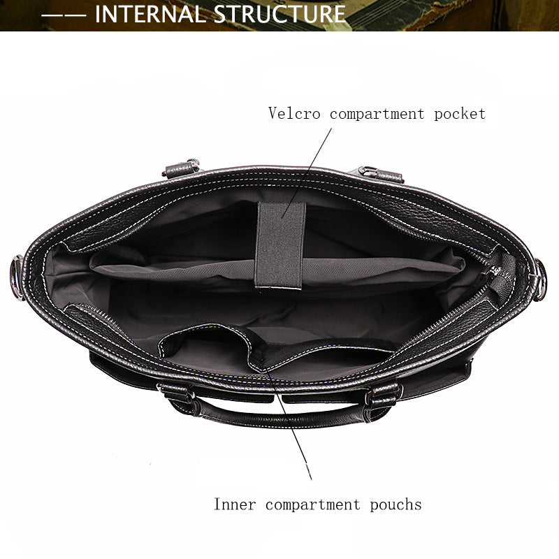 Black Cowhide Leather Business Computer Bags with Large Capacity 30242-Leateher Briefcase-Black-Free Shipping Leatheretro