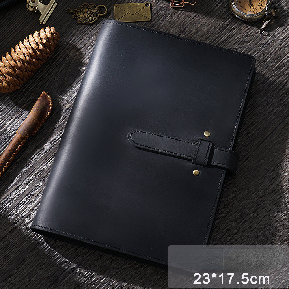 Vintage A5/A6 Sized 6 Ring Binder Leather Portfolio/Journal Book-Portfolios & Padfolios-Brown-A5-Free Shipping Leatheretro