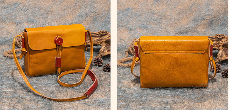 Vintage Cute Leather Shoulder Bags for Women 6011-Handbags-Yellow-Free Shipping Leatheretro