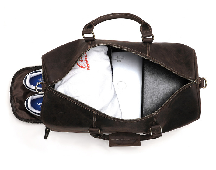 Handmade Leather Retro Business Duffle Bag/Travel Bag J6482-Leather Duffle Bags-Coffee-Free Shipping Leatheretro