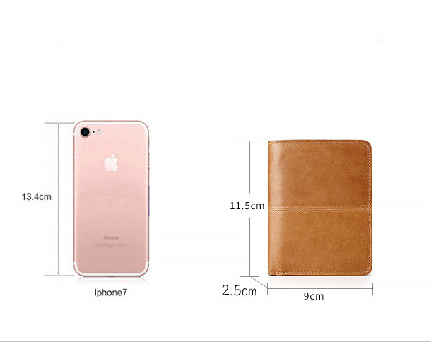 Men Leather Short Change Wallets W5411-Leather Wallets-Coffee-Free Shipping Leatheretro