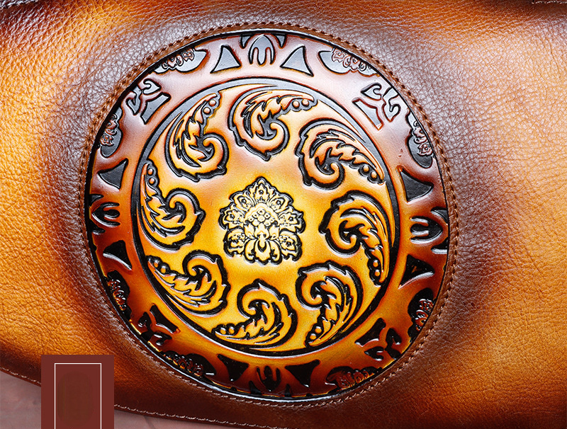 Vintage Vegetable Tanned Leather Tote Handbags B249-Yellow-Free Shipping Leatheretro