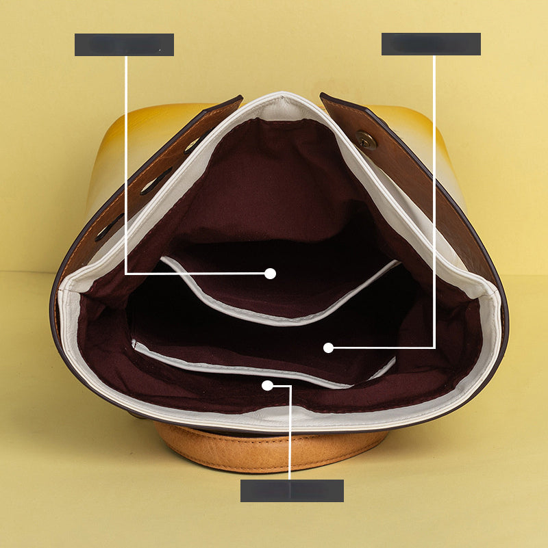 Vintage Vege Tanned Leather Backpack for Women C329-Backpacks-Yellow-Free Shipping Leatheretro