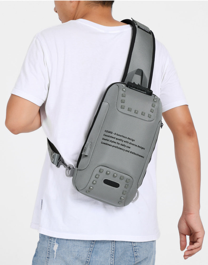 Waterproof Oxford Fabric Casual Chest Bags for Men 0424-Bicycle Bags & Panniers-White-Free Shipping Leatheretro