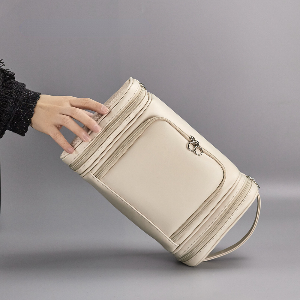 Functional Dry wet separation PU Toiletry Bag-Toiletry Bag-Black-Free Shipping Leatheretro