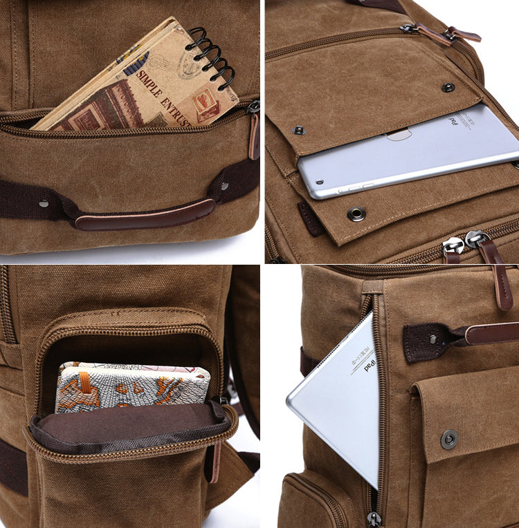 Men's Sports Outdoor Traveling Canvas Backpack 8831-Backpacks-Blue-Free Shipping Leatheretro