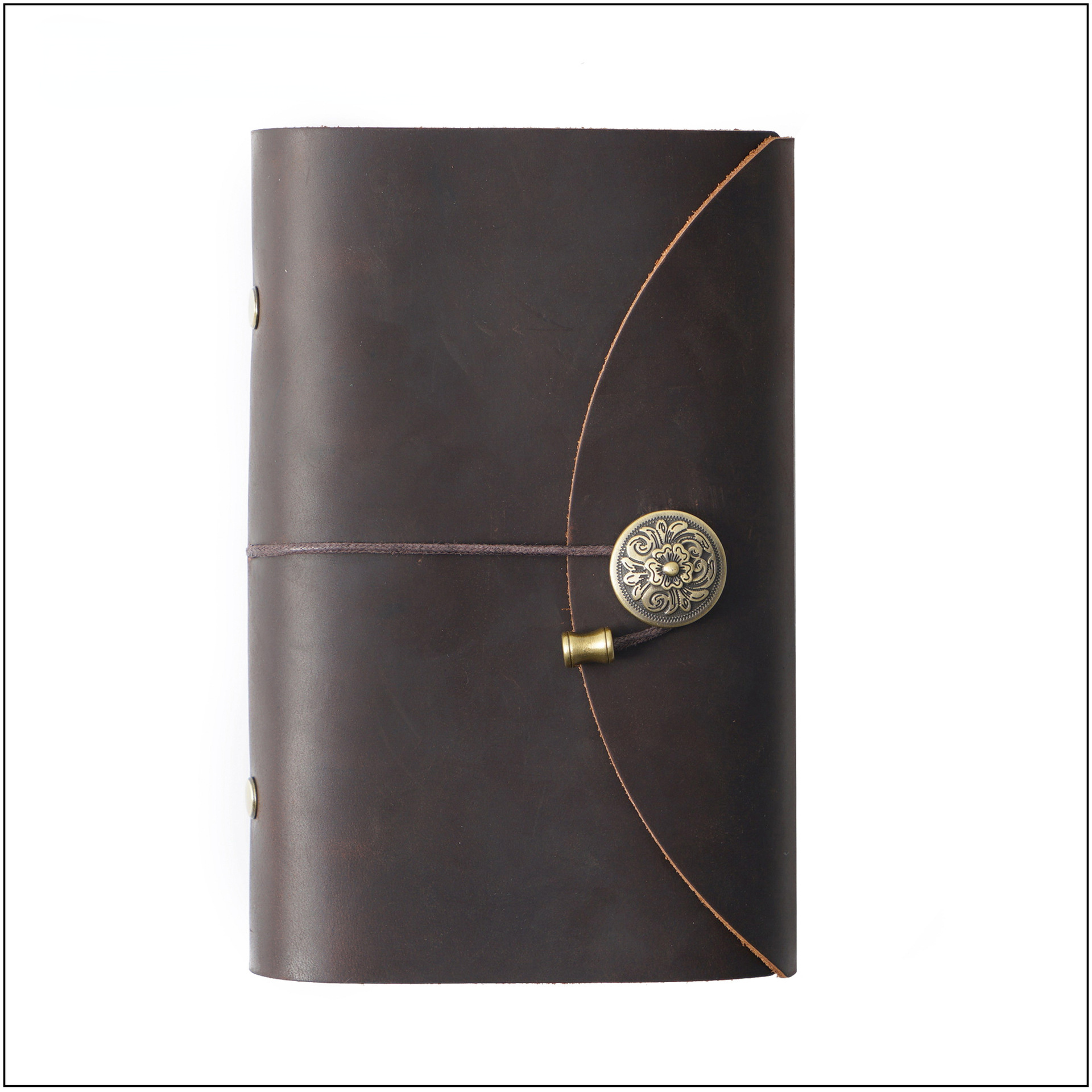 Vintage Leathe Cover Loose Leaf A6 Traveling Notbook-Notebooks & Notepads-Black-Free Shipping Leatheretro