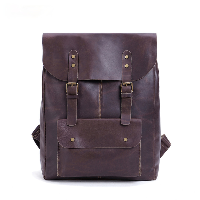 Men Handmade Leather Vintage Leather Laptop Backpack 1224-Leather Backpack-Coffee-Free Shipping Leatheretro