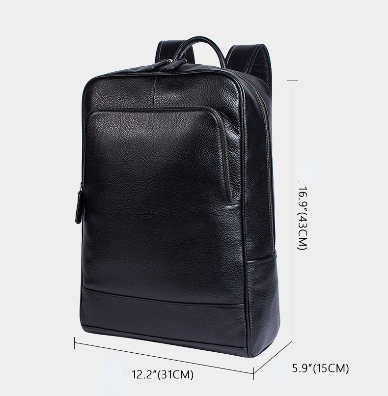 Genuine Cowhide Leather Business Backpack for Men 8110-Leather Backpack-Black-Free Shipping Leatheretro