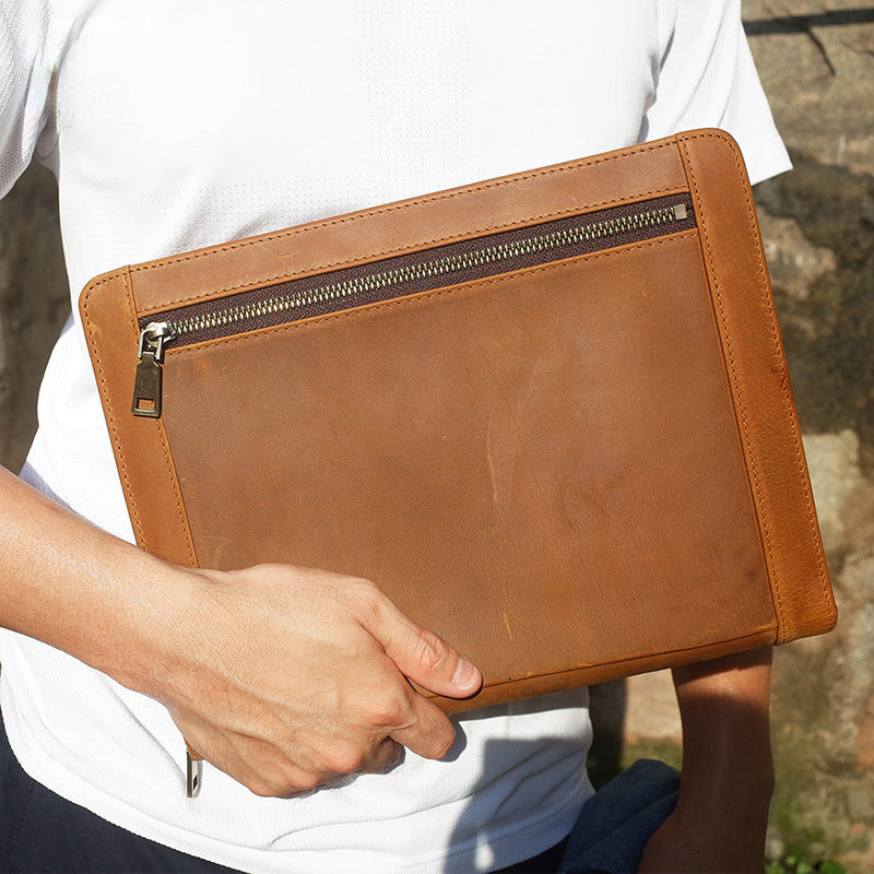 Handmade Cowhide Leather Padfolio 2113-Coffee-Free Shipping Leatheretro