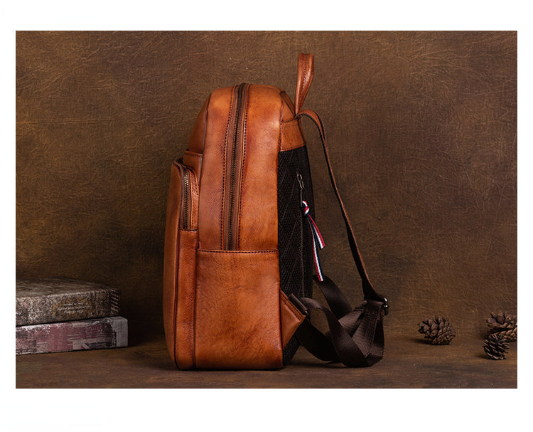 Vintage Cowhide Handmade Leather Laptop Backpack 9772-Backpacks-Brown-Free Shipping Leatheretro