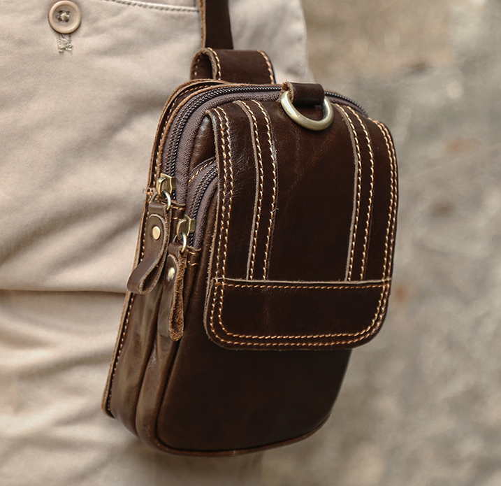 Retro Outdoor Blet Leather Waist Bag J6358-Leather Waist Bag-Coffee-Free Shipping Leatheretro