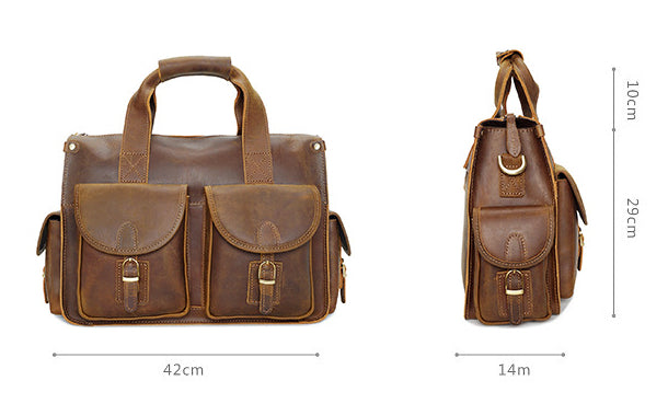 Vintage Leather Briefcases for Men YD-8045-Briefcases-Light Brown-15 inches-Free Shipping Leatheretro