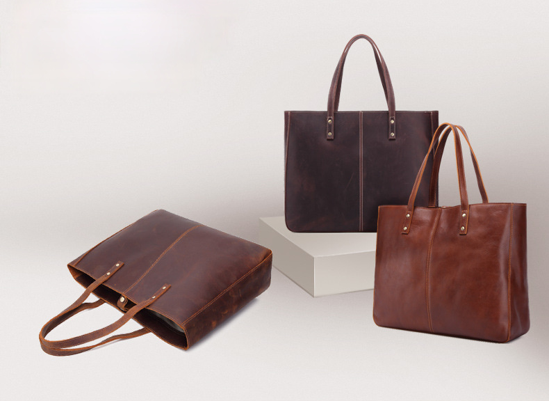 Women Leather Sholder Large Capacity Handbags W8050-Leather Women Bags-Brown-Free Shipping Leatheretro