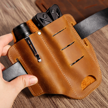 Men Organizer Tactical Package Leather Waist Bags J6547-Leather Waist Bag-Brown-Free Shipping Leatheretro