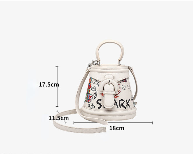 Graffiti Design Women Crossbody Handbags-Handbags-Off the White-Free Shipping Leatheretro