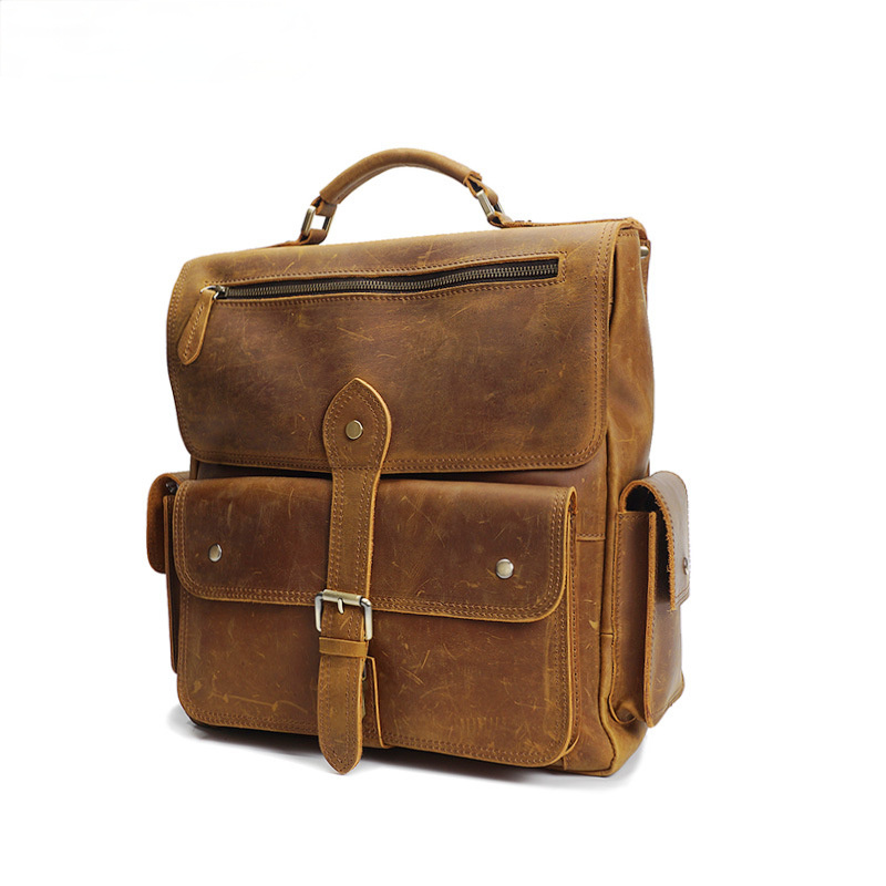 Vintage Men's Leather Computer Backpack P8057-Leather Backpack-Brown-Free Shipping Leatheretro