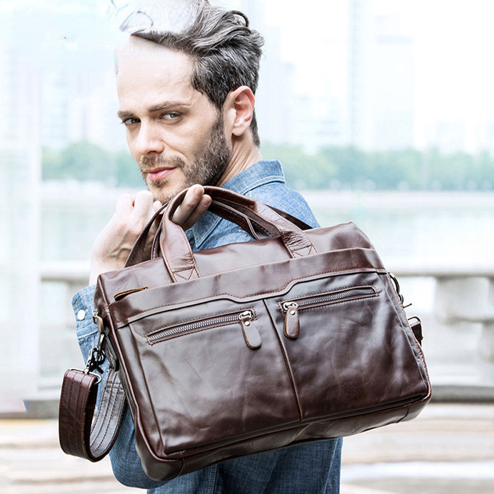 Retro Leather Business Briefcase for Men 9005-Briefcases-Black-Free Shipping Leatheretro