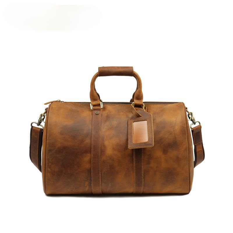 Retro Leather Portable Travel Duffle Bags D-8016-Leather Duffle Bags-Brown-Free Shipping Leatheretro