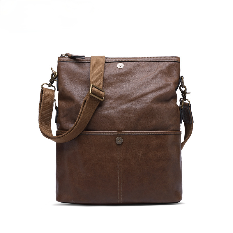 Retro Men's Leather Crossbody Bag M-8121-Leather bags for men-Brown-Free Shipping Leatheretro