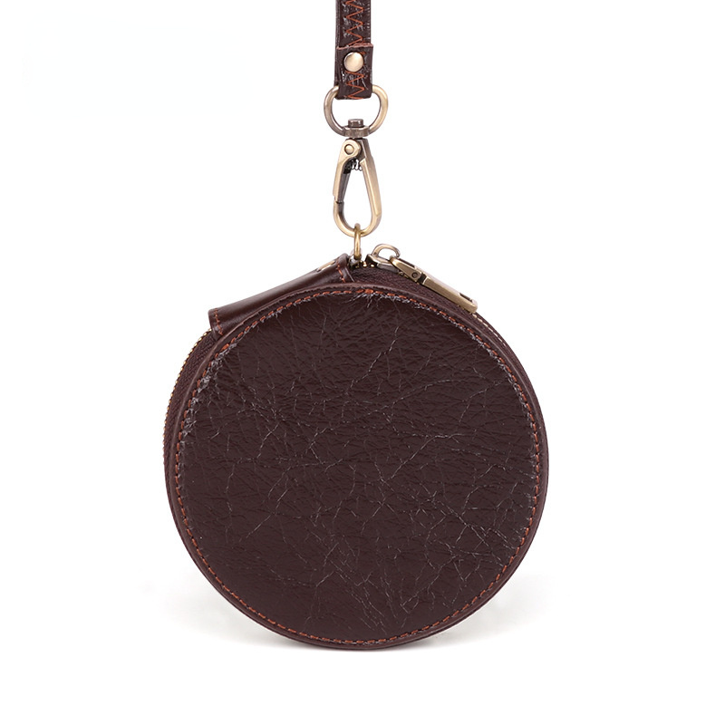 Cute Round Leather Changes Wallets K058-Leather Purses-Coffee-Free Shipping Leatheretro