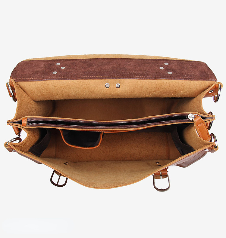 Brown Vintage Leather Briefcase for Business Men 7161-Leather Briefcase-Brown-Free Shipping Leatheretro
