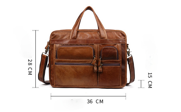 Men's Handmade Leather Business Briefcase B9913-Leather Briefcase-Coffee-Free Shipping Leatheretro