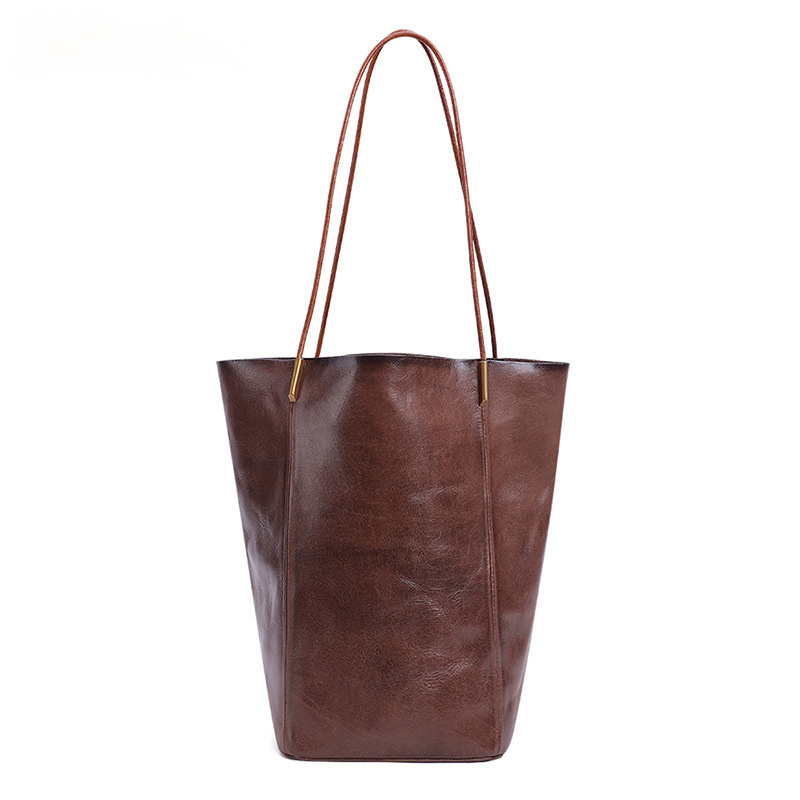 Women Leather 2pcs Set Shoulder Tote Handbags W8734-Leather Women Bags-Black-Free Shipping Leatheretro