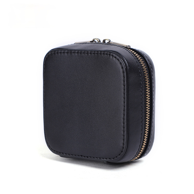 Easy Take Leather Mini Leater Organizer Bag JK092-Leatehr Purses-Square Black-Free Shipping Leatheretro