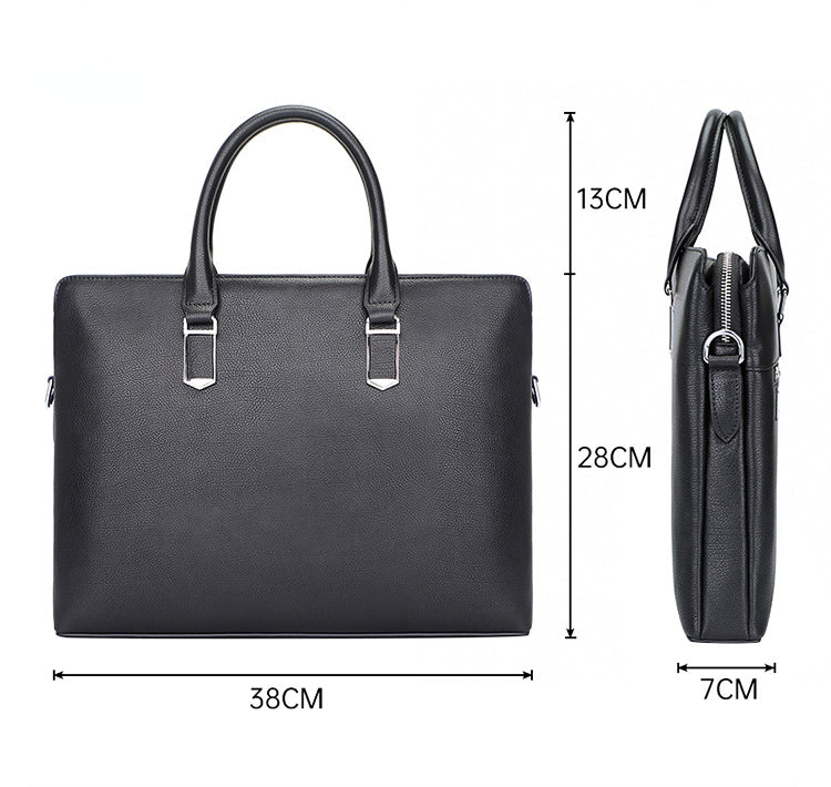 Black Cowhide Leather Briefcase for Men 7428-Briefcases-Black-Free Shipping Leatheretro