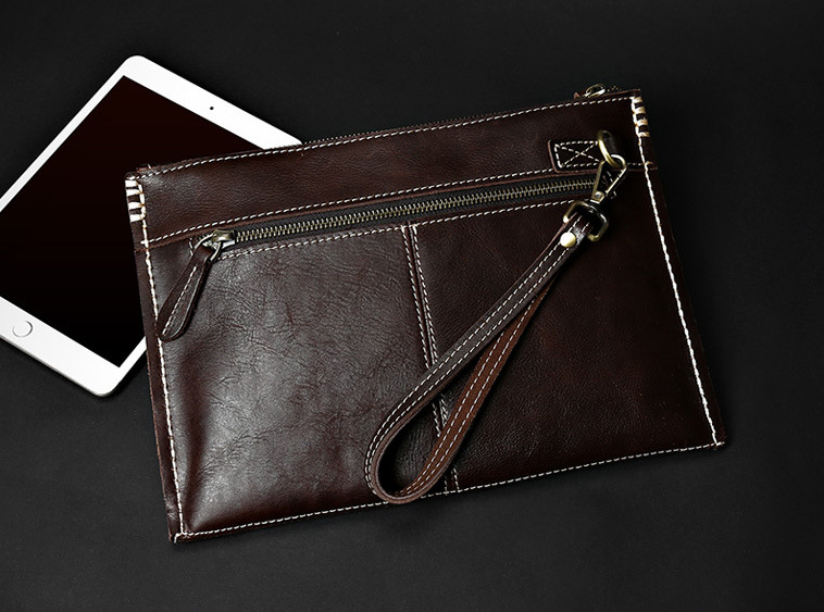 Men's Ultra Thin Leather Briefase Bag 8067-Leather bags for men-Brown-Free Shipping Leatheretro