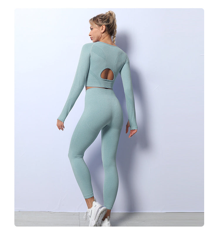 Sexy Sports Long Sleeves Yoga Suits-Exercise & Fitness-Gray-S-Free Shipping Leatheretro